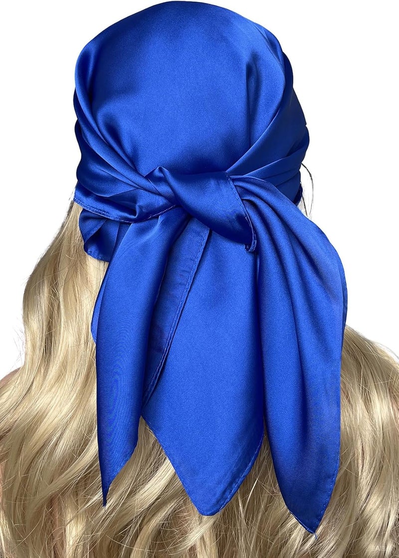 Chung Women's Square Satin Scarf 27.5" Bandanas Solid 50s Retro Neck Scarves Emulation Silk Handbag Hair Ribbons Necktie - Image 3